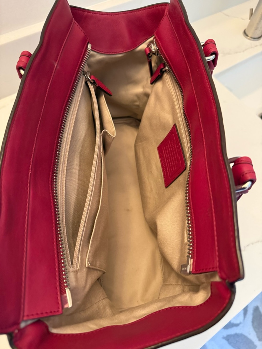 Coach 19890 dark red leather legacy medium, Candace tote shoulder bag - Picture 13 of 16